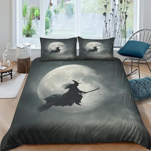 MJFCoin Hexe Bettbezug Bettwäsche Set Kinderbettwäsche Reißverschluss Mit Kissenbezug Betten Set Für Jugendliche Kinder Schlafzimmer Double（200x200cm） von MJFCoin