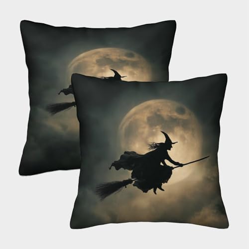 MJFCoin Hexe Quadratische Halloween Kissenbezüge, 2er Pack, Optimal Für Bedroom Comfort Und Outdoor Leisure, Leicht Zu Reinigen 40x40cm MJFCoin Hexe Quadratische Halloween Kissenbezüge, 2er Pack, Optimal Für Bedroom Comfort Und Outdoor Leisure, Leicht Zu Reinigen 40x40cm von MJFCoin
