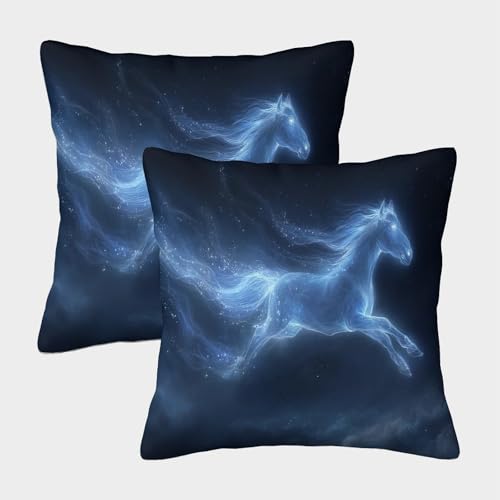 MJFCoin Konstellation Kissenbezüge Für Sofa Und Bett, Pferd Kissenbezug Im 2er-Set Geeignet Für Kids Room Fun Und Travel Essential, Maschinenwaschbar 45x45cm von MJFCoin
