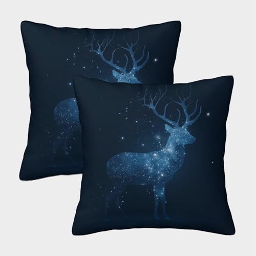 MJFCoin Konstellation Kuschelige Kissenbezug 2er Set Für Kinder - Hirsche Für Sofa Mit Niedlichen Designs, Perfekt Für Kinderzimmer Waschmaschinenfest 45x45cm von MJFCoin