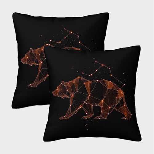 MJFCoin Konstellation Quadratische Bär Kissenbezüge, 2er Pack, Optimal Für Bedroom Comfort Und Outdoor Leisure, Leicht Zu Reinigen 45x45cm von MJFCoin