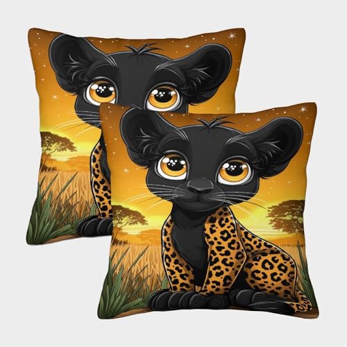 MJFCoin Leopard Kissenbezüge Für Sofa Und Bett, niedlich Kissenbezug Im 2er-Set Geeignet Für Kids Room Fun Und Travel Essential, Maschinenwaschbar 45x45cm von MJFCoin
