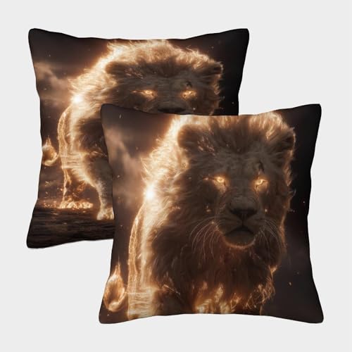MJFCoin Löwe Kissenbezüge Für Sofa Und Bett, Flamme Kissenbezug Im 2er-Set Geeignet Für Kids Room Fun Und Travel Essential, Maschinenwaschbar 40x40cm MJFCoin Löwe Kissenbezüge Für Sofa Und Bett, Flamme Kissenbezug Im 2er-Set Geeignet Für Kids Room Fun Und Travel Essential, Maschinenwaschbar 40x40cm von MJFCoin