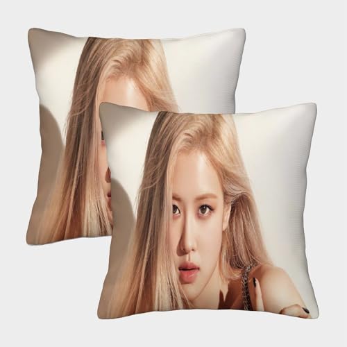 MJFCoin Rose Kuschelige Kissenbezug 2er Set Für Kinder - K-Pop-Star Für Sofa Mit Niedlichen Designs, Perfekt Für Kinderzimmer Waschmaschinenfest 45x45cm von MJFCoin