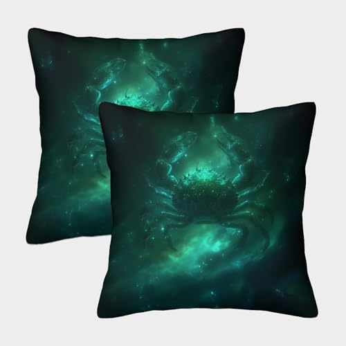 MJFCoin Sternbild Kissenbezüge Für Sofa Und Bett, Krabbe Kissenbezug Im 2er-Set Geeignet Für Kids Room Fun Und Travel Essential, Maschinenwaschbar 40x40cm von MJFCoin