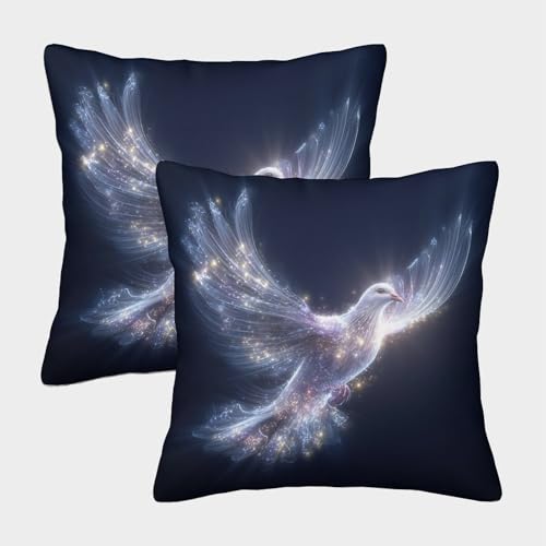 MJFCoin Taube Kissenbezüge Für Sofa Und Bett, funkelnd Kissenbezug Im 2er-Set Geeignet Für Kids Room Fun Und Travel Essential, Maschinenwaschbar 50x50cm von MJFCoin