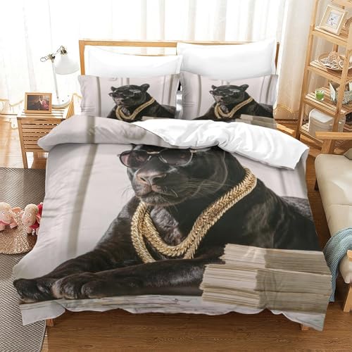 Panther Bettbezug Bettwäsche Kinderbettwäsche Reißverschluss Mit Kissenbezug Betten Set Für Jungen Und Mädchen, Kinder Single（140x200cm） von MJFCoin