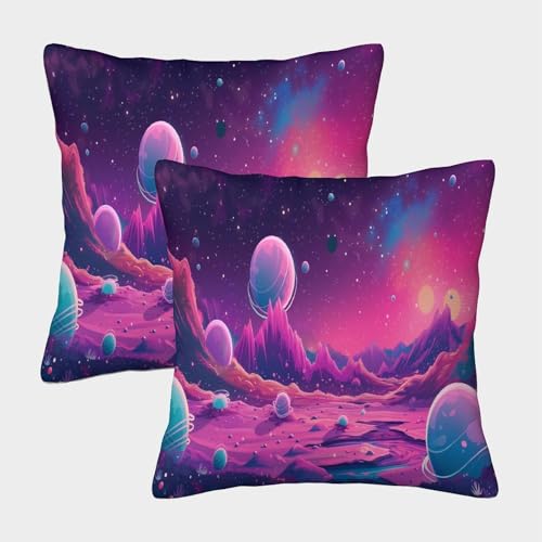 Planeten Kuschelige Kissenbezug 2er Set Für Kinder - Cosmo Dekorative Bezüge Für Sofa - Mit Reißverschluss, Geeignet Für Jungen Und Mädchen 45x45cm von MJFCoin