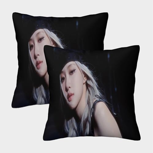 Rose Kuschelige Kissenbezug 2er Set Für Kinder - K-Pop-Star Dekorative Bezüge Für Sofa - Mit Reißverschluss, Geeignet Für Jungen Und Mädchen 45x45cm von MJFCoin