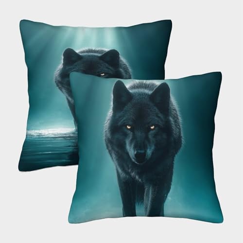 Wolf Kuschelige Kissenbezug 2er Set Für Kinder - Canis Lupus Dekorative Bezüge Für Sofa - Mit Reißverschluss, Geeignet Für Jungen Und Mädchen 40x40cm von MJFCoin