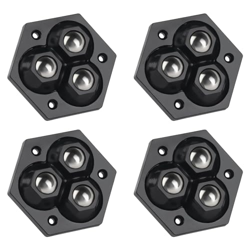 4 Stück Kugelrollen Für Möbelkugelrollen, 360 Grad Selbstklebendes Starkes Rollenrad, Universal Möbelrollen mit 3 Rollen Perlen für Transport von Möbeln, Gepäck Schiebe von MJFENDAI