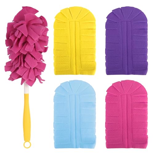 4 Stück Staubmagnet Nachfüllpack für Swiffer mit 1 Griff, Wiederverwendbar Waschbar Staubwedel für Swiffer Staubmagnet Staubwedel, für Staub und Schmutz in Haushalten und Schulen von MJFENDAI