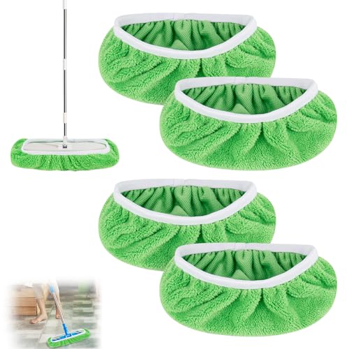 4 Stück Tücher Wiederverwendbare für Swiffer Bodenwischer, Trockene Bodentücher für Swiffer Sweeper Mop, Feuchte und Trocken Universell Bodentücher für die Reinigung von Oberflächen, Holzböden, 25.4cm von MJFENDAI