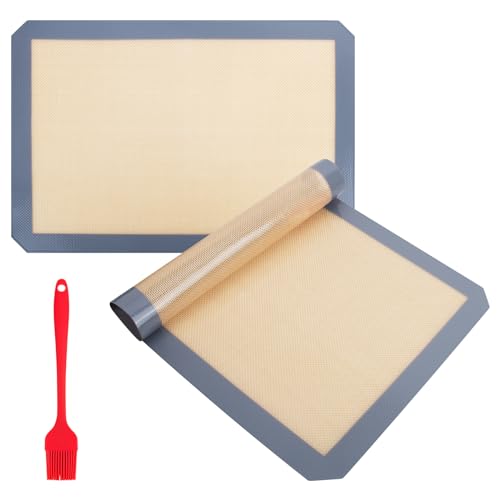 2 Stück Silikonmatte 41.9x29.5cm, Baking Mat, Backpapier Wiederverwendbar für Mehrzweck Antihafte Rutschfeste Silikon Unterlage, Teig Ausrollen und Tischset von MJFENDAI