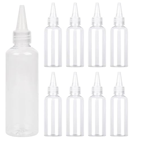 MJFENDAI 8 Stück Squeeze Flasche, Liquid Flaschen 100ml, Leere Farbflaschen mit Spitzen Kopf Spritzflaschen für Speisewürze Kochen Soßen, mit Trichtern, Etiketten, Kugelschreiber von MJFENDAI