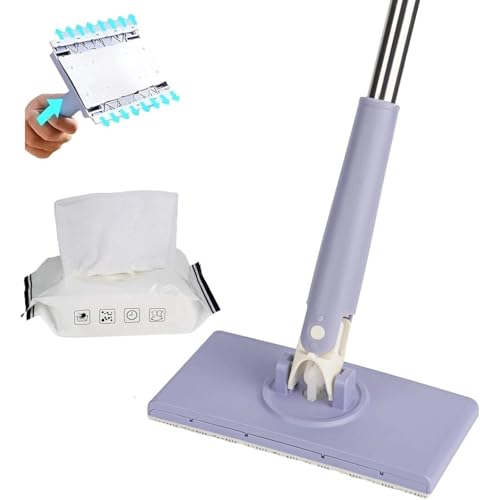 MJFENDAI Automatischer Tuchwechsel Mini-Mopp, 111cm Extra Langer Stil Hands Free Mop with 360°Rotating Head, Mini Mop mit 20 Statisches Wischtuch Cloth für Böden zu Wänden Mopp Reinigung Spiegel von MJFENDAI