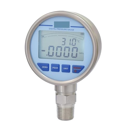 Digitales hydraulisches Manometer mit Temperaturmembran 316L LCD-Edelstahl-Gas-Flüssigkeitskraftstoff-Manometer(NPT 1-8,0-600KPa) von MJFVN