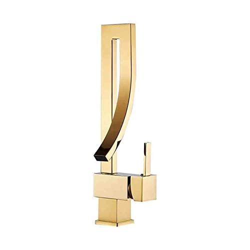 Eleganter Messing-Badezimmer-Quadrat-Waschtisch-Wasserhahn Luxus-Waschbecken-Mischbatterie Deck montierter heißer und kalter Waschbecken-Mischbatterie-Hahn(3) von MJFVN