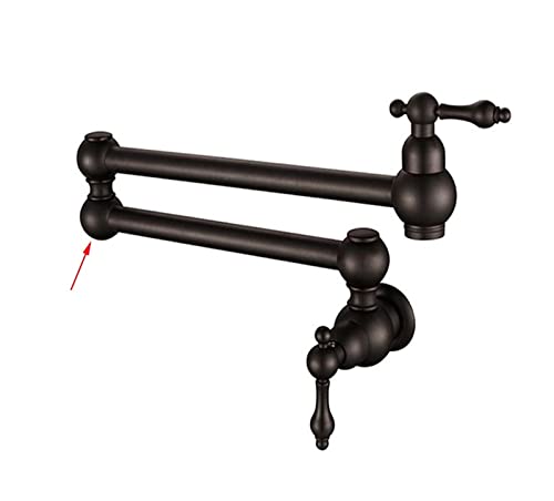 Gebürstetes Gold Küchenarmatur Wandmontage Badezimmer Waschbecken Wasserhahn Kaltwasser Waschhahn Drehen Klappauslauf Messing Waschtisch Kran(Black Bronze C) von MJFVN