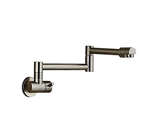 Gebürstetes Gold Küchenarmatur Wandmontage Badezimmer Waschbecken Wasserhahn Kaltwasser Waschhahn Drehen Klappauslauf Messing Waschtisch Kran(Brushed Nickel A) von MJFVN