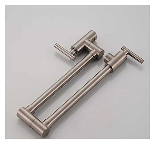 Gebürstetes Gold Küchenarmatur Wandmontage Badezimmer Waschbecken Wasserhahn Kaltwasser Waschhahn Drehen Klappauslauf Messing Waschtisch Kran(Brushed Nickel B) von MJFVN