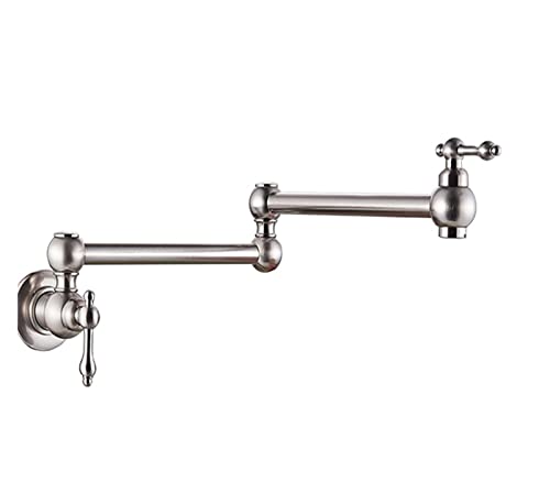 Gebürstetes Gold Küchenarmatur Wandmontage Badezimmer Waschbecken Wasserhahn Kaltwasser Waschhahn Drehen Klappauslauf Messing Waschtisch Kran(Brushed Nickel C) von MJFVN