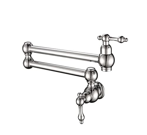 Gebürstetes Gold Küchenarmatur Wandmontage Badezimmer Waschbecken Wasserhahn Kaltwasser Waschhahn Drehen Klappauslauf Messing Waschtisch Kran(Chrome C) von MJFVN