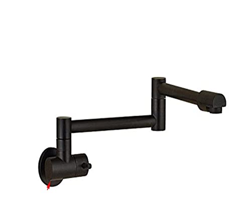 Küchenarmatur mit zwei Griffen zur Wandmontage, schwenkbarer Wasserauslauf, 360-Grad-Drehung, klappbare Para-Küchenspüle, einzelne Kaltmischbatterie(Black Bronze A) von MJFVN