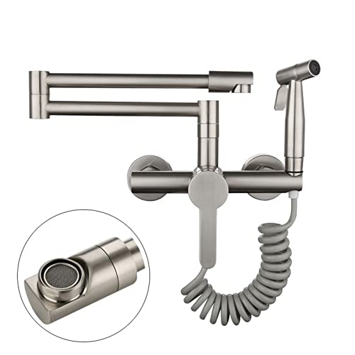 Küchenspüle Wasserhahn mit Spritzpistole Moderne Topffüller Wasserhahn Einhand einziehbare an der Wand montierte klappbare Mischbatterie Schwenkarm(1 Mode) von MJFVN