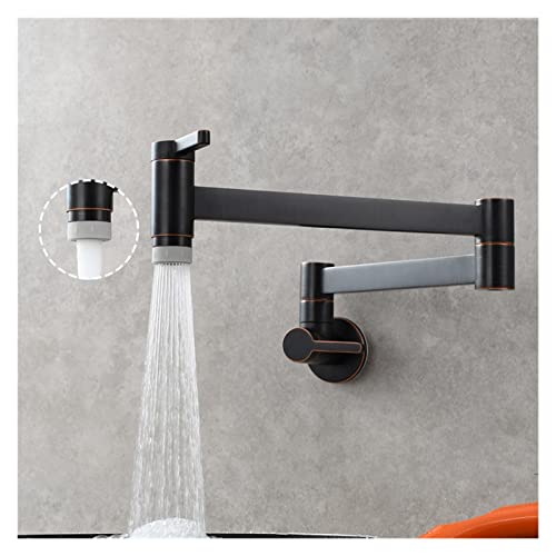 Messing Küchenarmatur Wandmontage Topffüller Wasserhahn 360 drehbar klappbar verlängert mit Doppelgelenk Schwenkarmen Kaltwasserhahn(2 Function ORB) von MJFVN