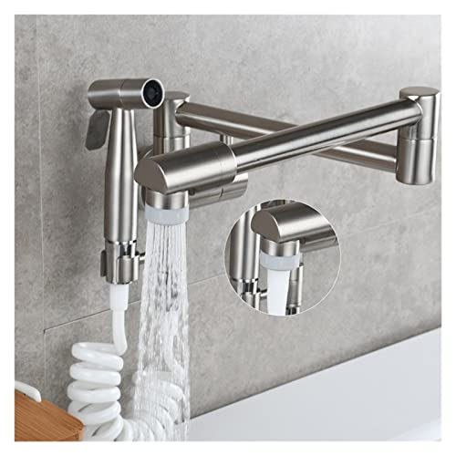 Messing Küchenspüle Topffüller Wasserhahn Wandmontage Küchenarmatur mit Seitensprüher for kaltes Wasser Einhand(2 Flow modes) von MJFVN