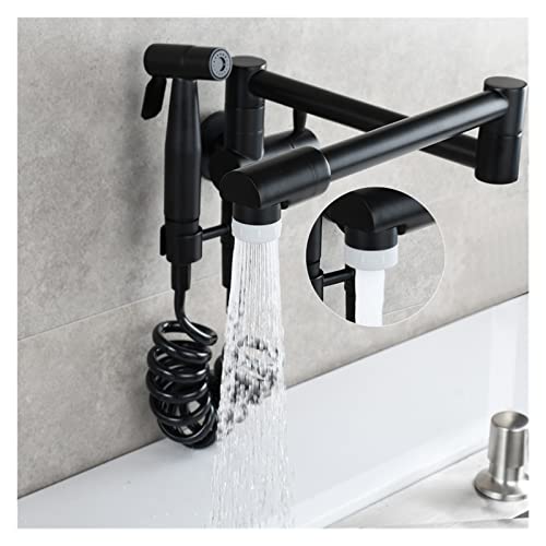 Messing Küchenspüle Topffüller Wasserhahn Wandmontage Küchenarmatur mit Seitensprüher for kaltes Wasser Einhand(2 Flow modes-01) von MJFVN