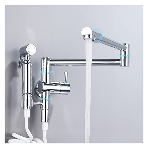 Messing Küchenspüle Topffüller Wasserhahn Wandmontage Küchenarmatur mit Seitensprüher for kaltes Wasser Einhand(One flow mode-02) von MJFVN