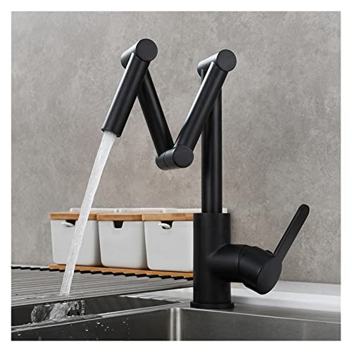 Messing Topffüller Wasserhahn Deck montiert dreiteilige Verlängerung klappbarer Küchenhahn Dreifachgelenk Schwenkarm for heiß und kalt(1 Function Black) von MJFVN