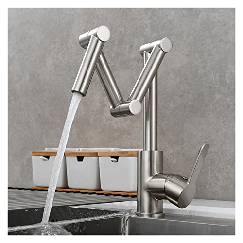 Messing Topffüller Wasserhahn Deck montiert dreiteilige Verlängerung klappbarer Küchenhahn Dreifachgelenk Schwenkarm for heiß und kalt(1 Function Nickel) von MJFVN