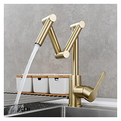 Messing Topffüller Wasserhahn Deck montiert dreiteilige Verlängerung klappbarer Küchenhahn Dreifachgelenk Schwenkarm for heiß und kalt(2 Function Brushed) von MJFVN