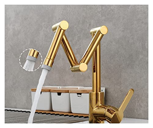 Messing Topffüller Wasserhahn Deck montiert dreiteilige Verlängerung klappbarer Küchenhahn Dreifachgelenk Schwenkarm for heiß und kalt(2 Function Titanium) von MJFVN