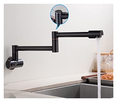 Schwarz gedrehte Küchenspüle Kaltwasserhahn Wasserhahn aus massivem Messing Waschbecken Schwenkarmaturen Wandmontage Topffüller Wasserhahn(Black Bronze B) von MJFVN