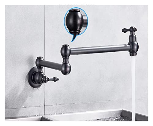 Schwarz gedrehte Küchenspüle Kaltwasserhahn Wasserhahn aus massivem Messing Waschbecken Schwenkarmaturen Wandmontage Topffüller Wasserhahn(Black Bronze C) von MJFVN