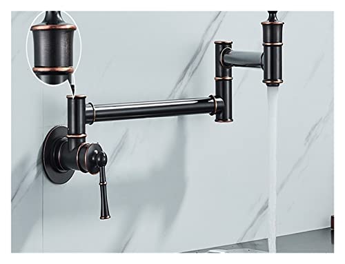 Schwarz gedrehte Küchenspüle Kaltwasserhahn Wasserhahn aus massivem Messing Waschbecken Schwenkarmaturen Wandmontage Topffüller Wasserhahn(Black Bronze D) von MJFVN