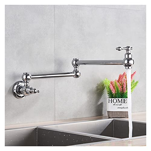 Schwarz gedrehte Küchenspüle Kaltwasserhahn Wasserhahn aus massivem Messing Waschbecken Schwenkarmaturen Wandmontage Topffüller Wasserhahn(Chrome Polish) von MJFVN