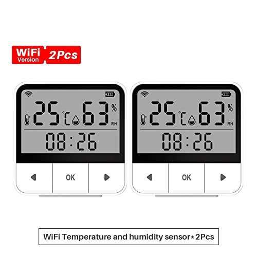 Tuya Smart Temperatur und Feuchtigkeitssensor W-LAN Innenhygrometer -Thermometer mit LCD Mobile anzeigen App Kontrolle intelligenter Thermostat(2PCS) von MJFVN