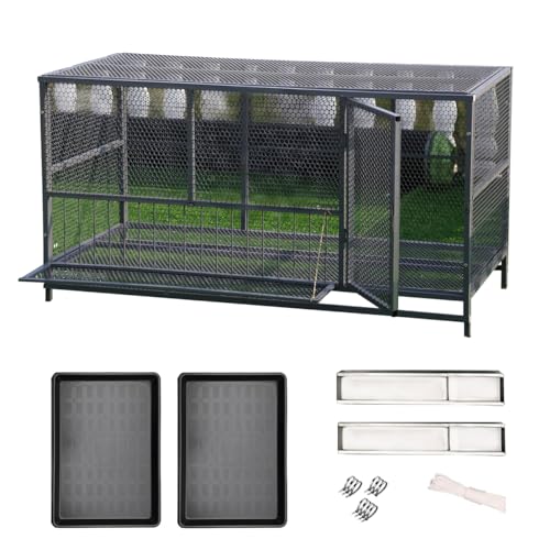 MJHETCY Geflügelkäfig，Freilaufgehege Kleintiergehege für Hühner Hennen Enten und Andere Kleintiere Geräumige & Praktische(Size:150 * 60 * 73cm,Color:grau) von MJHETCY
