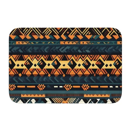 Bodenmatte mit Schlosskante, 40 x 60 MJHKXLJ afrikanischer Stammesstil, ethnische Textur, bedruckt für WC, Schminktisch, Ferienhaus, Hauptbadezimmer, Kinderzimmer und Gäste-Suite von MJHKXLJ