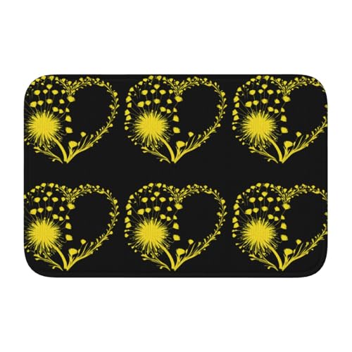 Bodenmatte mit Schlosskante, 40 x 60 MJHKXLJ herzförmig, Löwenzahn-Blütenblätter, bedruckt für WC, Schminktisch, Ferienhaus, Hauptbadezimmer, Kinderzimmer und Gäste-Suite von MJHKXLJ