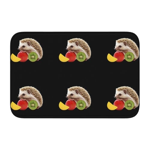 Bodenmatte mit Schlosskante, 40 x 60 MJHKXLJ kleiner Igel auf Obst, bedruckt für WC, Schminktisch, Ferienhaus, Hauptbadezimmer, Kinderzimmer und Gäste-Suite von MJHKXLJ