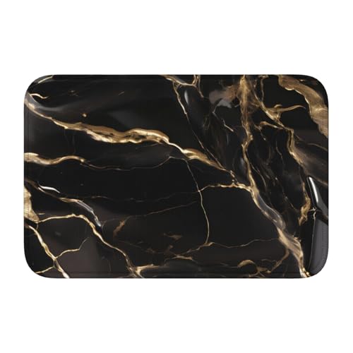 Bodenmatte mit Schlosskante, 40 x 60 MJHKXLJ mit schwarz-goldenem Marmor, bedruckt für WC, Schminktisch, Ferienhaus, Hauptbadezimmer, Kinderzimmer und Gäste-Suite von MJHKXLJ