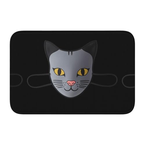 Fußmatte mit Schlosskante, 40 x 60 MJHKXLJ graue Katzenmaske, bedruckt für WC, Schminktisch, Ferienhaus, Hauptbad, Kinderzimmer und Gäste-Suite von MJHKXLJ
