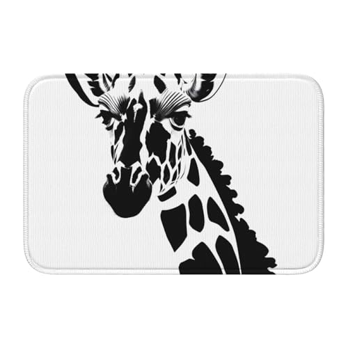 Fußmatte mit Schlosskante, 40 x 60 MJHKXLJ schwarz-weiß, Giraffenmuster, bedruckt, für WC, Schminktisch, Ferienhaus, Hauptbadezimmer, Kinderzimmer und Gäste-Suite von MJHKXLJ