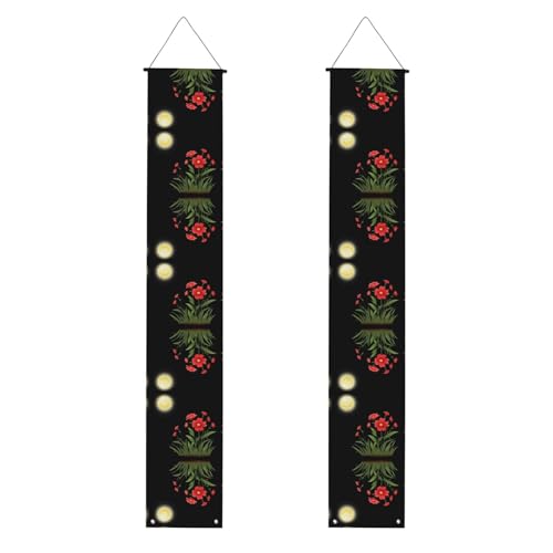 MJHKXLJ Banner für Abschlussfeiern, Motiv: kleine rote Blumen unter der Sonne, robust, langlebig, waschbar und wiederverwendbar, 30,5 x 180 cm von MJHKXLJ